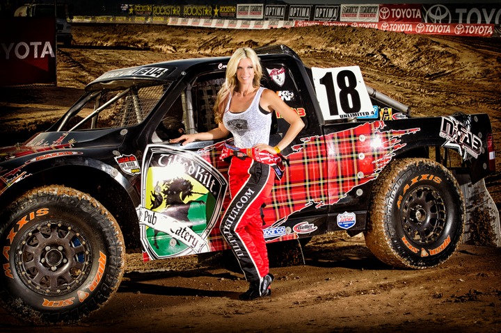 Corry Weller with her #18 Pro 4 trophy truck